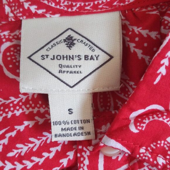 St. John's Bay NWT 100% cotton sleeveless red & white paisley blouse S - Picture 4 of 8